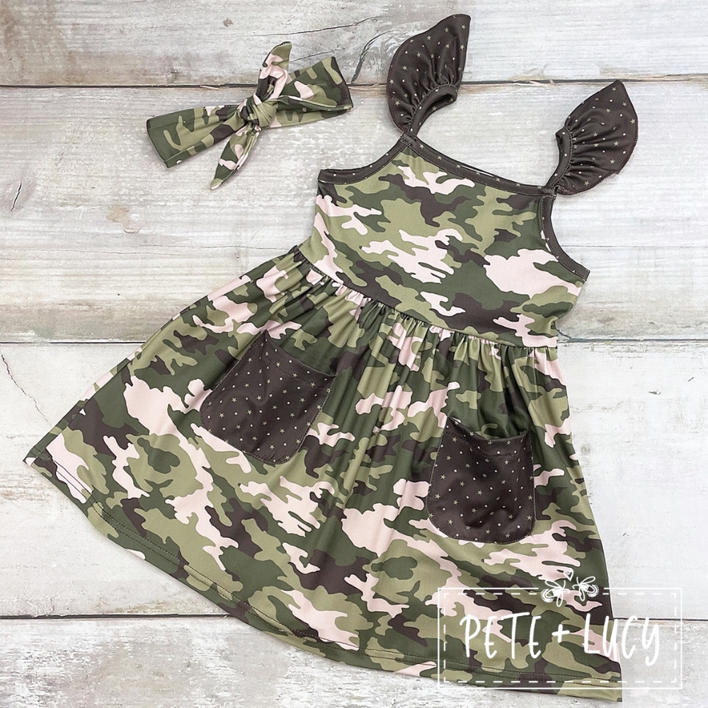 Little girls dress camo cuties collection Pete and Lucy